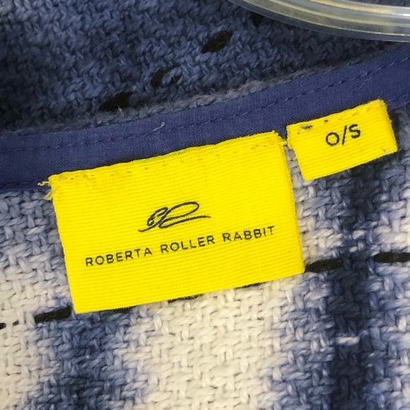 Roller Rabbit size OS blue and white Bridgette fringe kimono - Picture 11 of 12